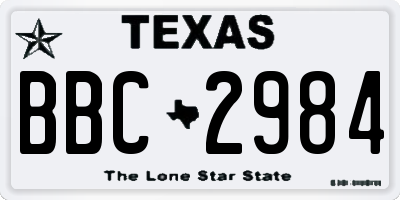 TX license plate BBC2984