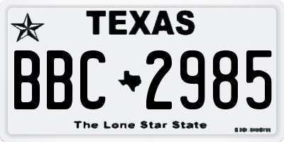 TX license plate BBC2985