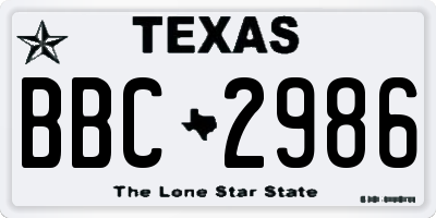 TX license plate BBC2986