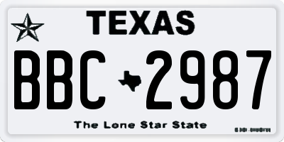 TX license plate BBC2987