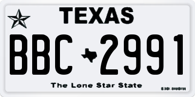 TX license plate BBC2991