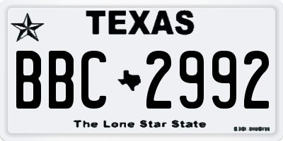 TX license plate BBC2992