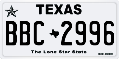 TX license plate BBC2996