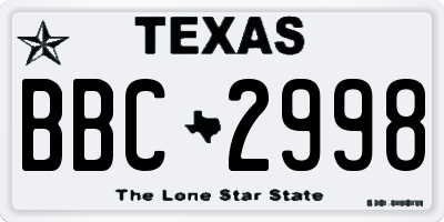 TX license plate BBC2998