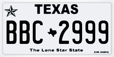 TX license plate BBC2999