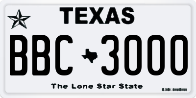TX license plate BBC3000
