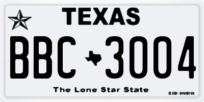 TX license plate BBC3004