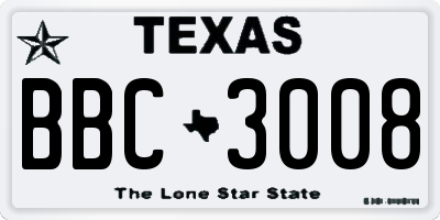 TX license plate BBC3008