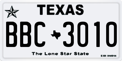 TX license plate BBC3010