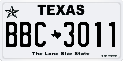 TX license plate BBC3011