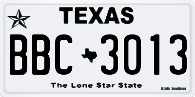 TX license plate BBC3013