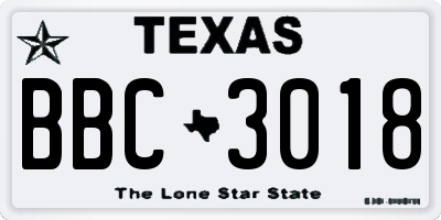 TX license plate BBC3018
