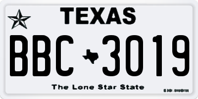 TX license plate BBC3019