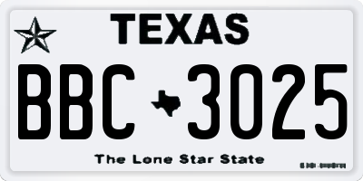 TX license plate BBC3025