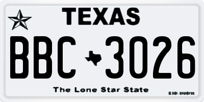 TX license plate BBC3026