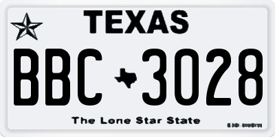 TX license plate BBC3028