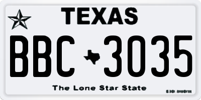 TX license plate BBC3035