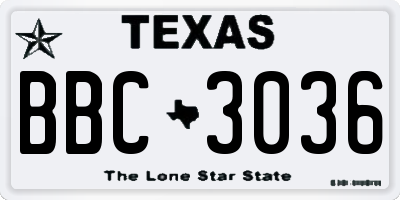 TX license plate BBC3036