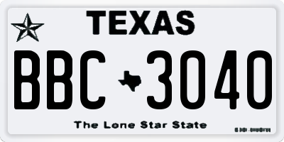 TX license plate BBC3040