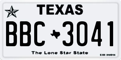 TX license plate BBC3041