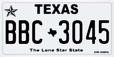 TX license plate BBC3045