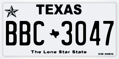 TX license plate BBC3047