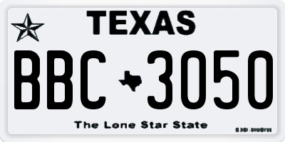TX license plate BBC3050