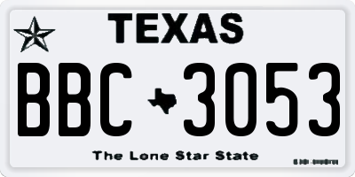 TX license plate BBC3053