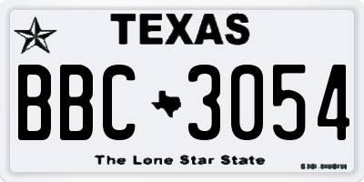 TX license plate BBC3054