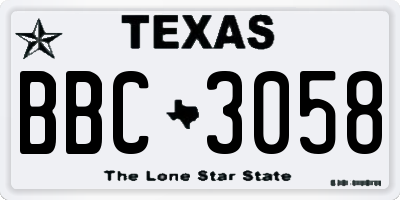 TX license plate BBC3058