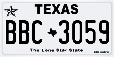 TX license plate BBC3059