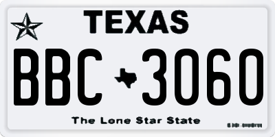 TX license plate BBC3060