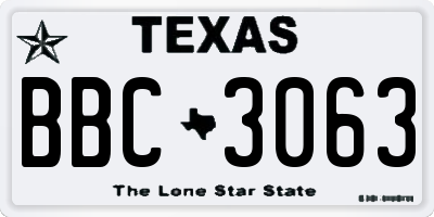 TX license plate BBC3063