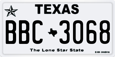 TX license plate BBC3068