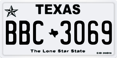 TX license plate BBC3069
