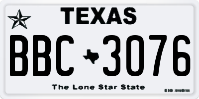 TX license plate BBC3076