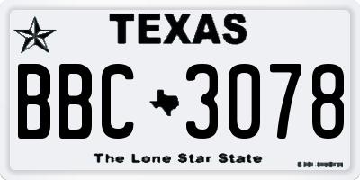 TX license plate BBC3078