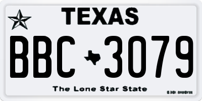 TX license plate BBC3079