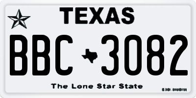 TX license plate BBC3082