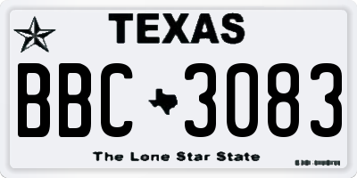TX license plate BBC3083