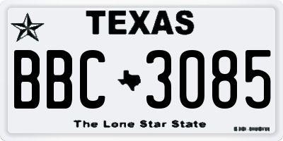 TX license plate BBC3085
