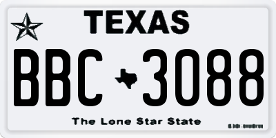 TX license plate BBC3088