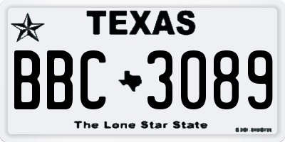 TX license plate BBC3089
