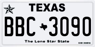 TX license plate BBC3090