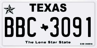 TX license plate BBC3091