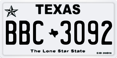 TX license plate BBC3092