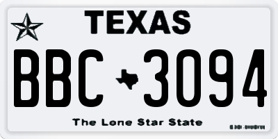 TX license plate BBC3094