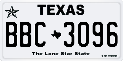 TX license plate BBC3096