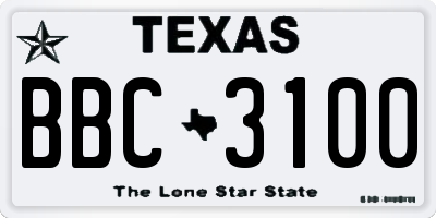 TX license plate BBC3100