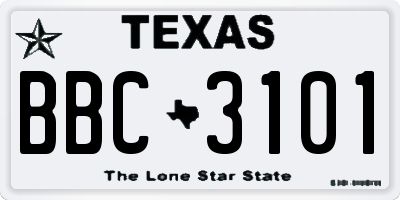 TX license plate BBC3101